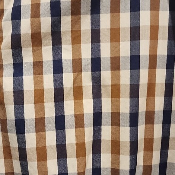 Aquascutum brown plaid button down long sleeve polo size 8 - Picture 2 of 4